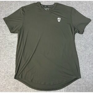 Gymreapers Performance T-Shirt Mens 3XL Olive Green Curved Hem Skull Logo Tee